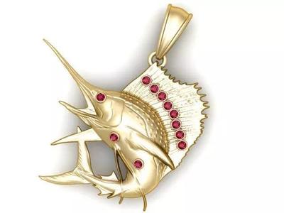 Gold Marlin Pendant 3D printable model