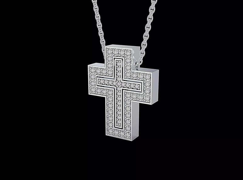 Fashion cross with diamonds and natural stones