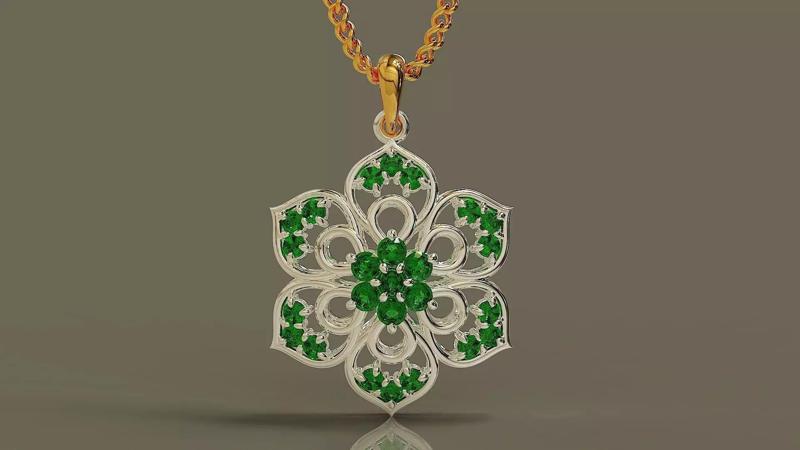 Prong set dimaond flower pendant