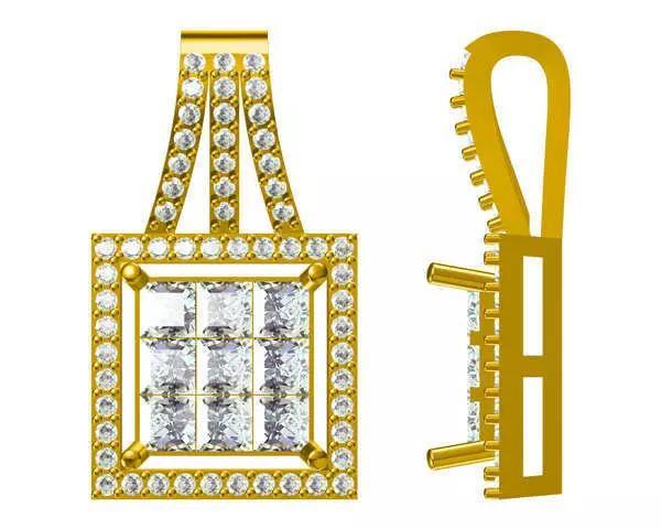 JCD Format Minimalist square shape pendant round cut design