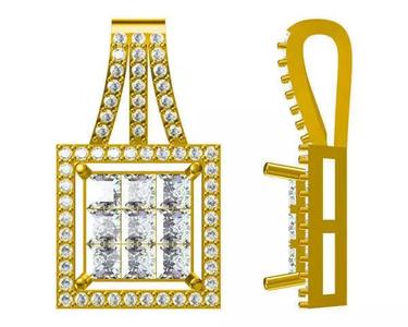 JCD Format Minimalist square shape pendant round cut design