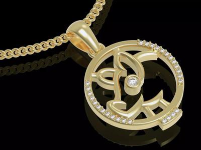 Pig pendant gold silver 3D printable jewelry model