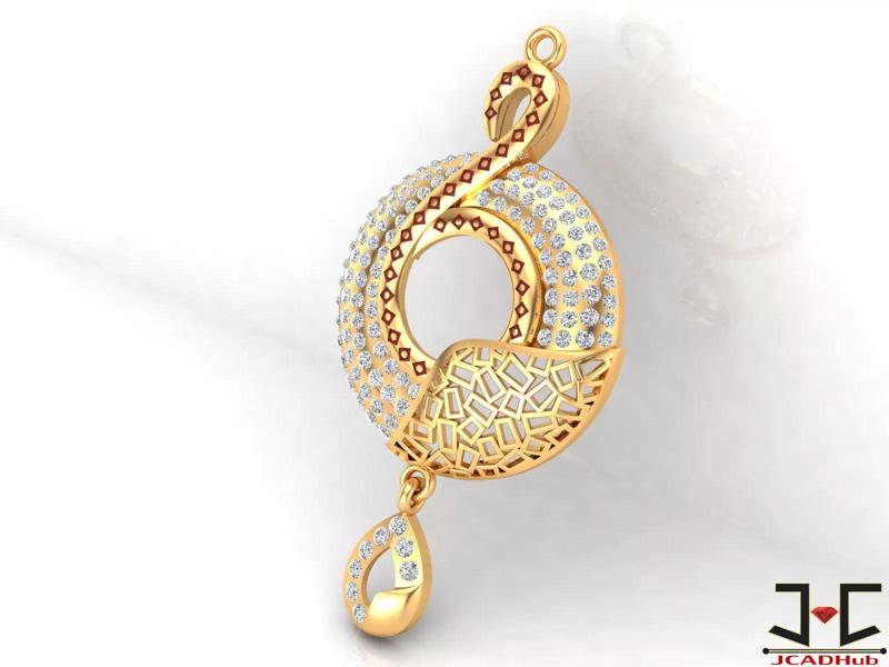 0249 - Diamond with Jali Pendant Set for Women - JCADHub
