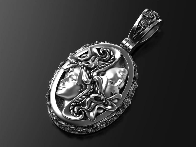 Melpomene and Thalia pendant