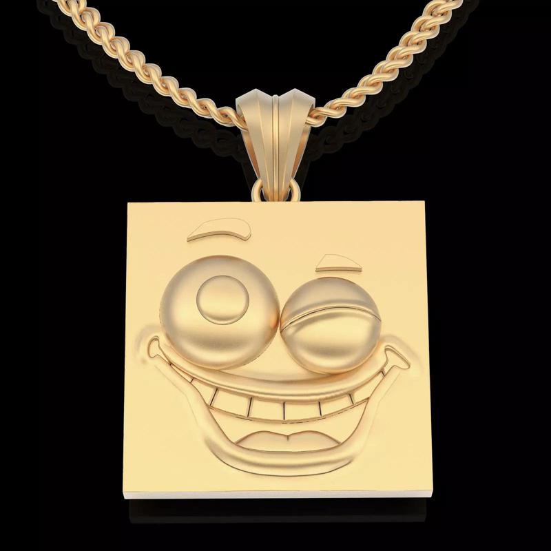 Emoji face comic pendant silver gold jewelry 3D printable model