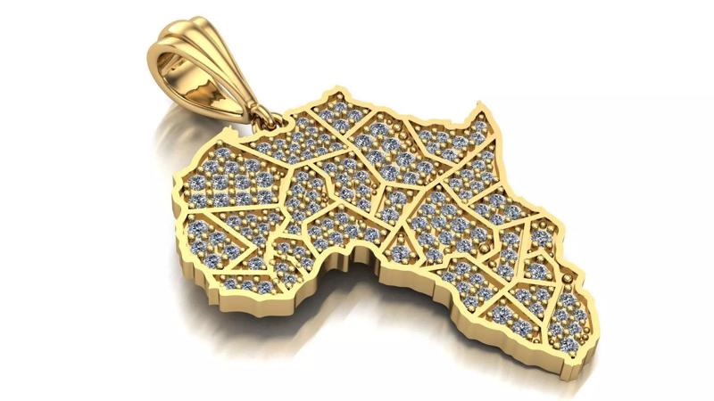Africa pendant with gems