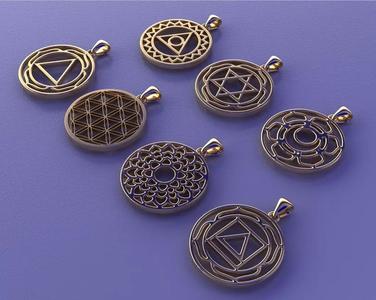A collection of chakra pendants