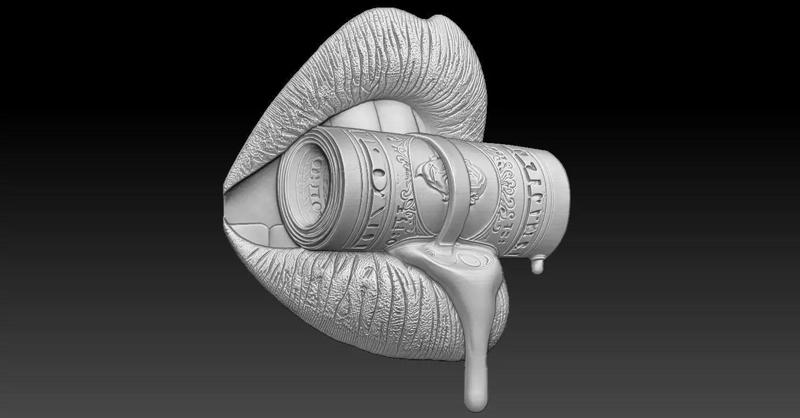 1 mouth is biting money CNC Relief Model