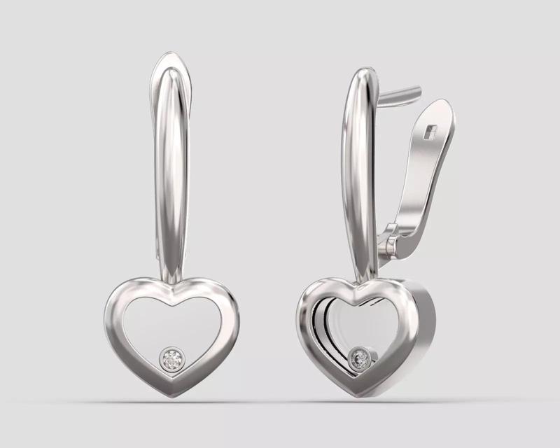 ER 008 Earring with heart shaped quartz