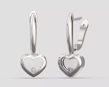 ER 008 Earring with heart shaped quartz