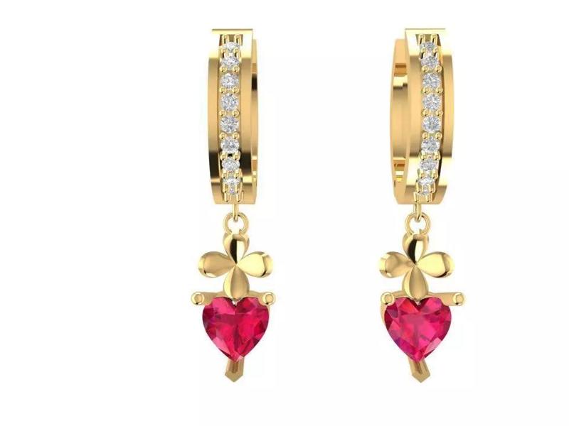 Heart Gemstone Hoop Earrings for Women 1757