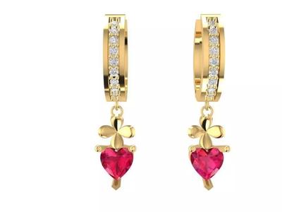 Heart Gemstone Hoop Earrings for Women 1757