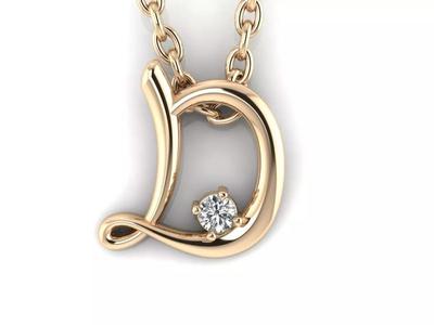 Pendant D gold with diamond in center