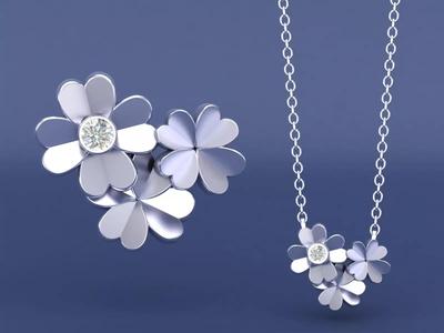 Cluster of Four-Leaf Clovers Diamond Pendant Necklace Design