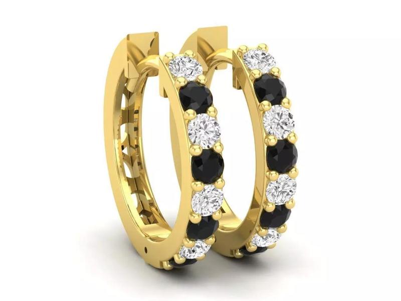AV 597 Round Diamond Ladies Hoop Earrings
