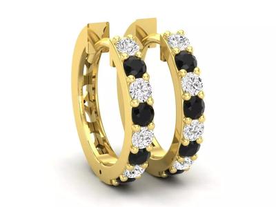 AV 597 Round Diamond Ladies Hoop Earrings