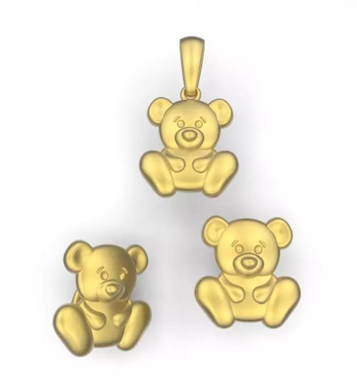 Bears sterling silver teddy bear pendant set
