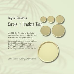 Circle Trinket Dish STL File - Digital Download -5 Sizes- Homeware, Boho Modern Design