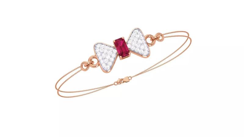 Bow Tie Women Light wt Diamond Bracelet 3dm stl obj gltf glb
