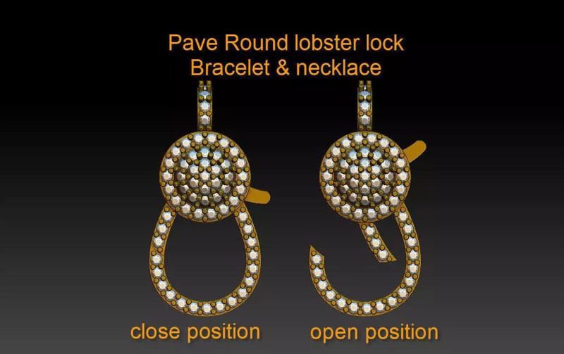 pave spring lock lobster clasp
