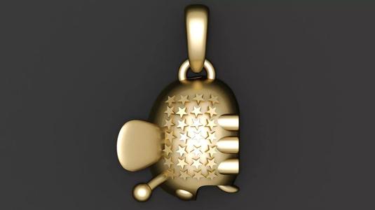GOLDEN STAR DESIGN FISH PENDANT 3D PRINTABLE MODEL
