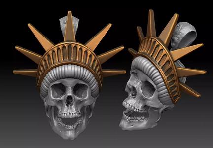 liberty statue skull pendant 3D print model