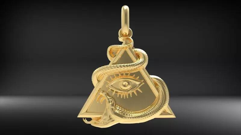 Serpent Triangle Evil Eye Pendant