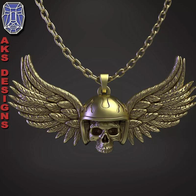 skull Pendant jewelry with wings v1