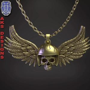 skull Pendant jewelry with wings v1