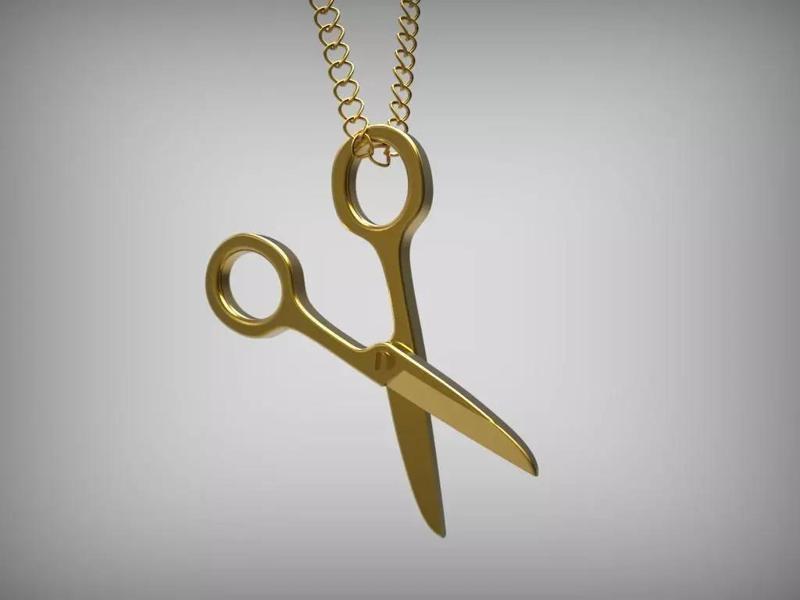 Scissors gold pendant 3d printable Original jewelry 3dm stl file
