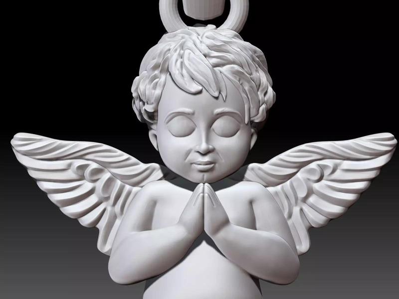 Praying Baby angel pendant silver gold printable jewelry