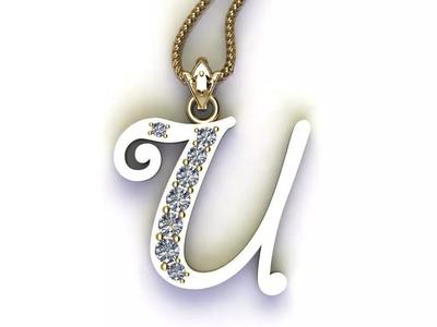 Fancy Font Style Pendant U