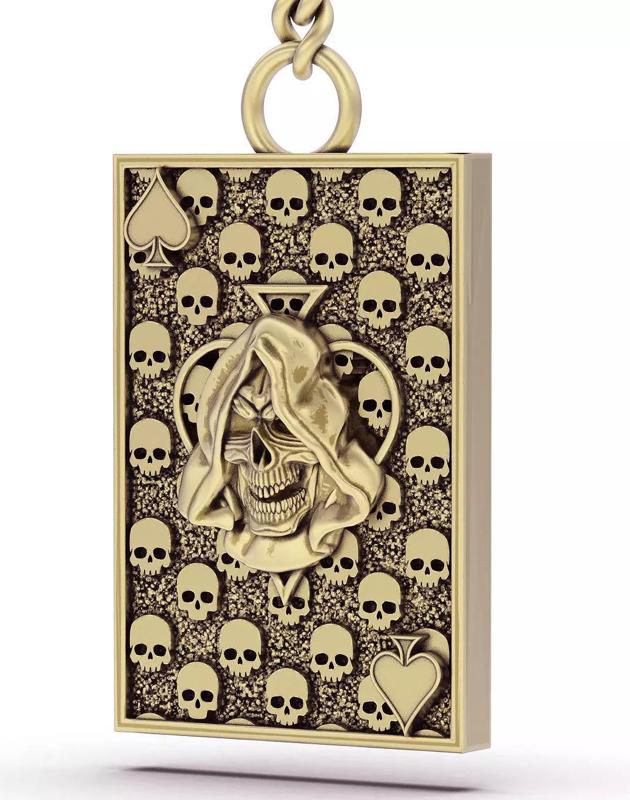 Pikes Spades playing card skull 3d key holder  jewelry
