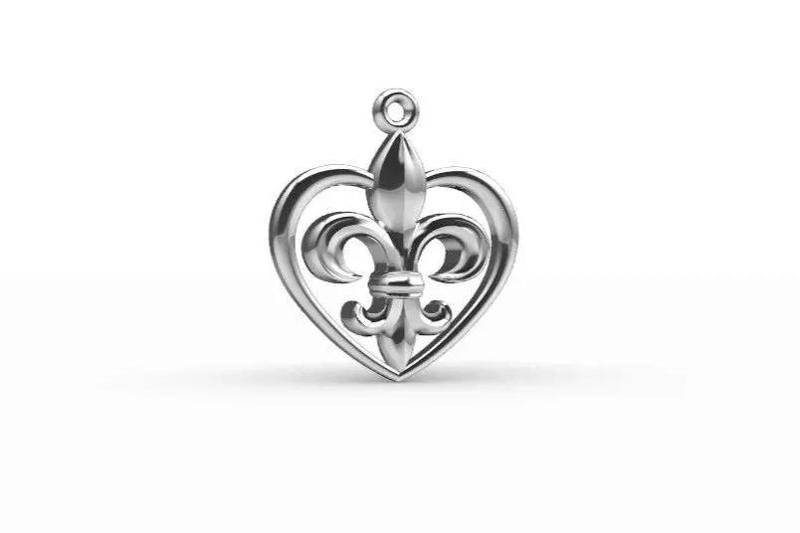 Fleur-de-Lis heart charm