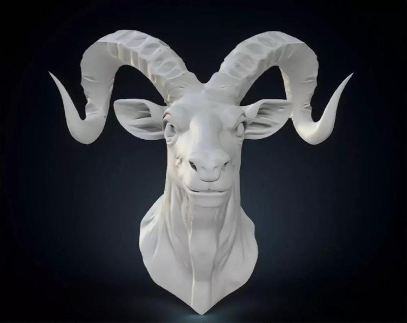 Markhor Head Bust 3D Model - STL Printable Wildlife Sculpture
