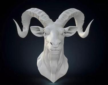 Markhor Head Bust 3D Model - STL Printable Wildlife Sculpture