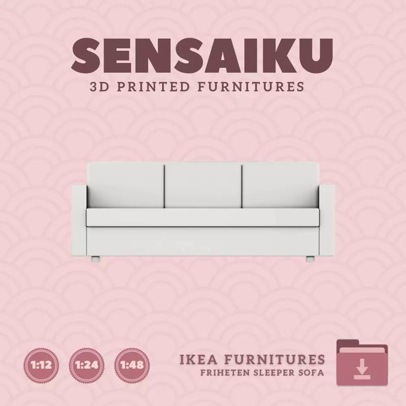 FRIHETEN Sleeper Sofa for Miniature Dollhouse IKEA 3D Print