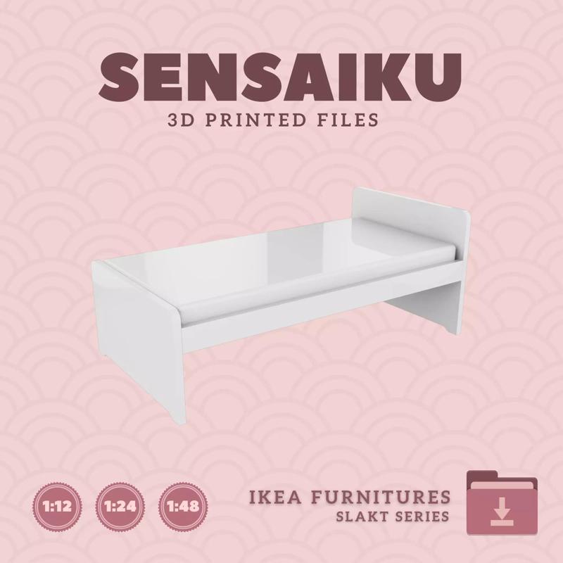 Bed Frame with Slatted Bed Base for Dollhouse - IKEA - 3D Print