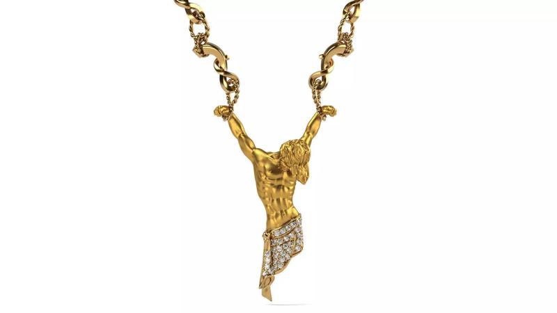 Jesus C y C art deco gold and diamond necklace