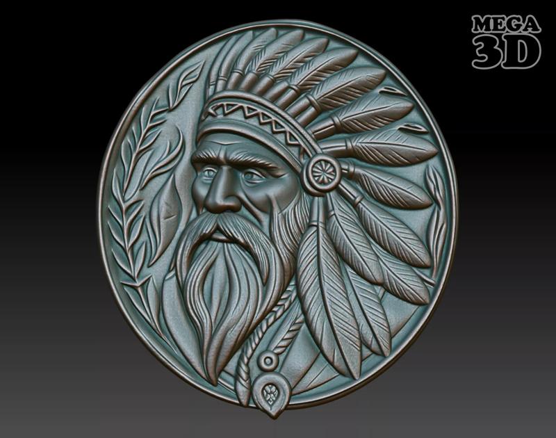 Native American Patriarch basrelief 07 240918