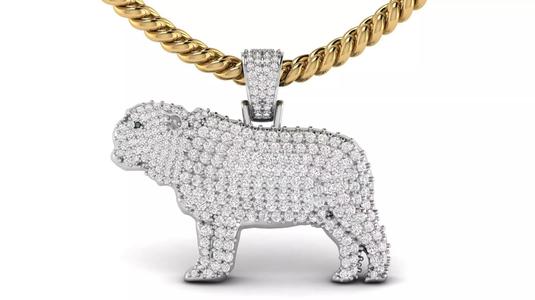 Diamond Studded Dog Pug Pendant