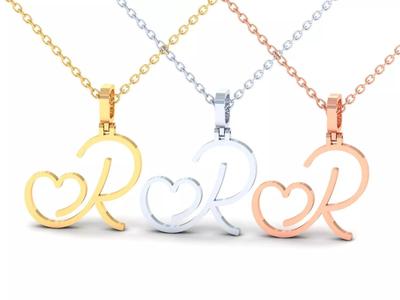 R  VALENTINE PENDANT HANDMADE FONT