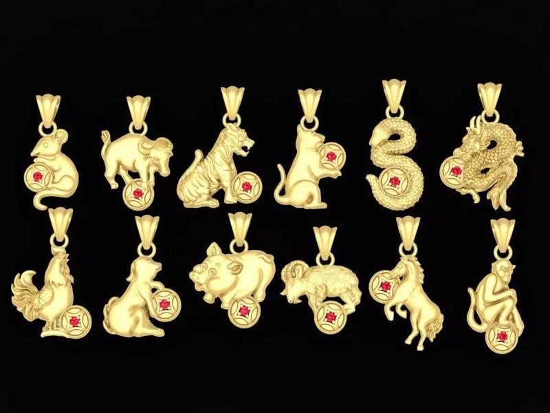 Zodiac Animal Pendant Jewelry 3D Model Set 3596