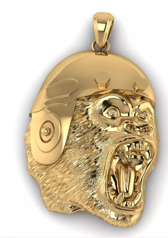 Gorilla Warrior Pendant 3D Model