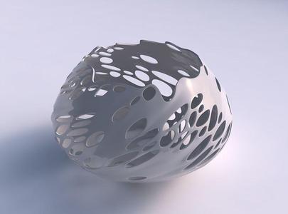 Bowl squeezed twisted with bubbles holes