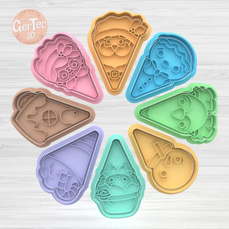 CHRISTMAS PIZZA X8 SLICES CUTTER + STAMP / COOKIE CUTTER CHRISTMAS