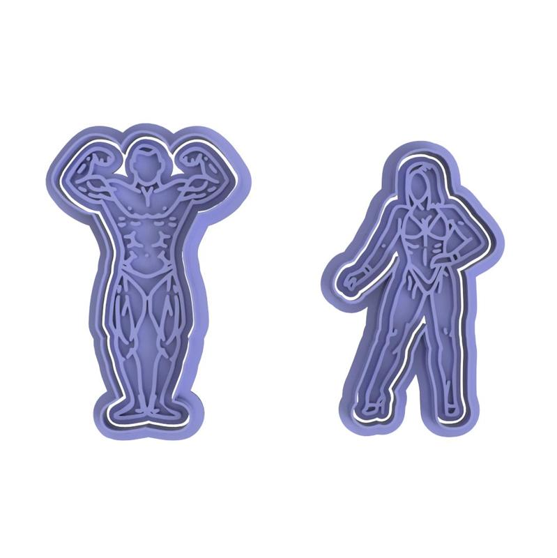 Body Building Man Women Cookie Cutter Set