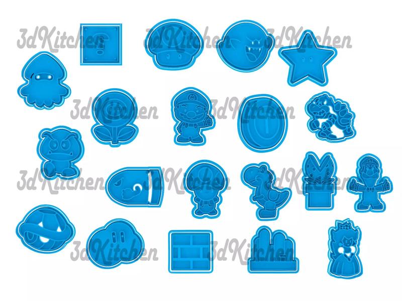 Mario Bross cookie cutters -fondant STL files 3D print model