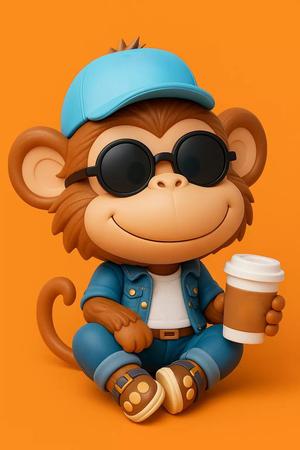 Monkey Chilling with a Coffee Tabletop