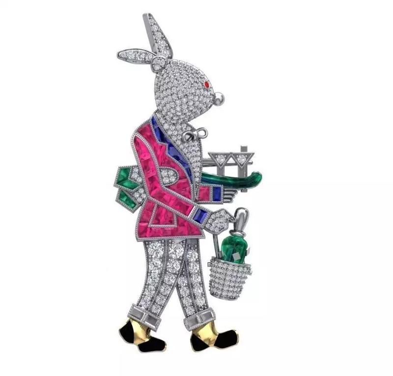 Bunny Pin Brooch For Men -Rabbit Waiter Brooch